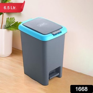 Plastic Push N Pedal Dust Bin | Hands-Free Operation, Compact Design, Unbreakable Plastic | Ideal for Kitchen, Office & Bathroom UseÂ  6.5 Litres (1 Pc / Mix Color)