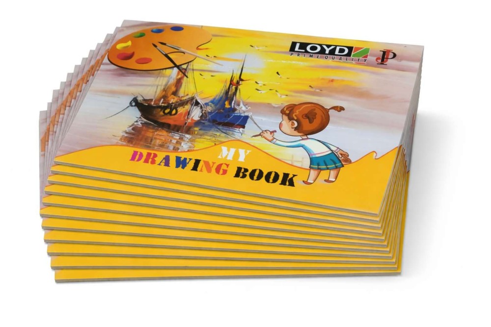 LOYD - PRIME QUALITY Drawing book Yellow Cover with white pages | 30 pages | unruled | 21*29.7 cm size | Pack of 12