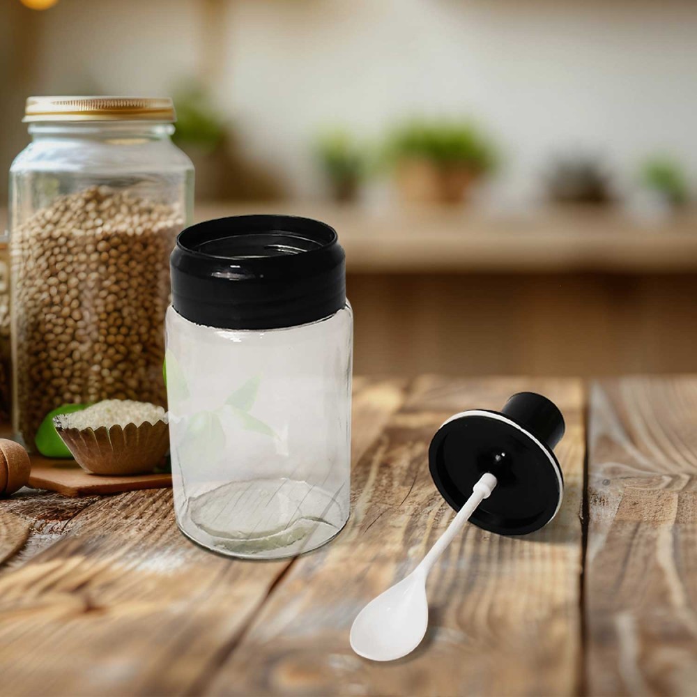 10011 Transparent Glass oil Dispenser 500 Ml Bottle Set Of 2 Spice Jar 250 Ml Set Of 3 Oil Bottle For Kitchen Oil Vinegar Storage Glass Bottle Glass Container For Spice Masala (5 Pcs Set)