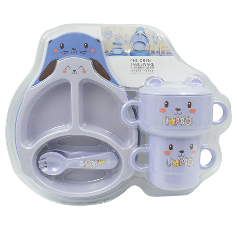 Baby Feeding Set For Kids And Toddlerschildren Children Dinnerware Set - Bamboo Fibre Feeding Set For Kids Cartoon Design Plate Cup Spoon Fork And Chopsticks Tableware Cutlery For Kids Microwave Dishwasher Safe (7 Pcs Set)