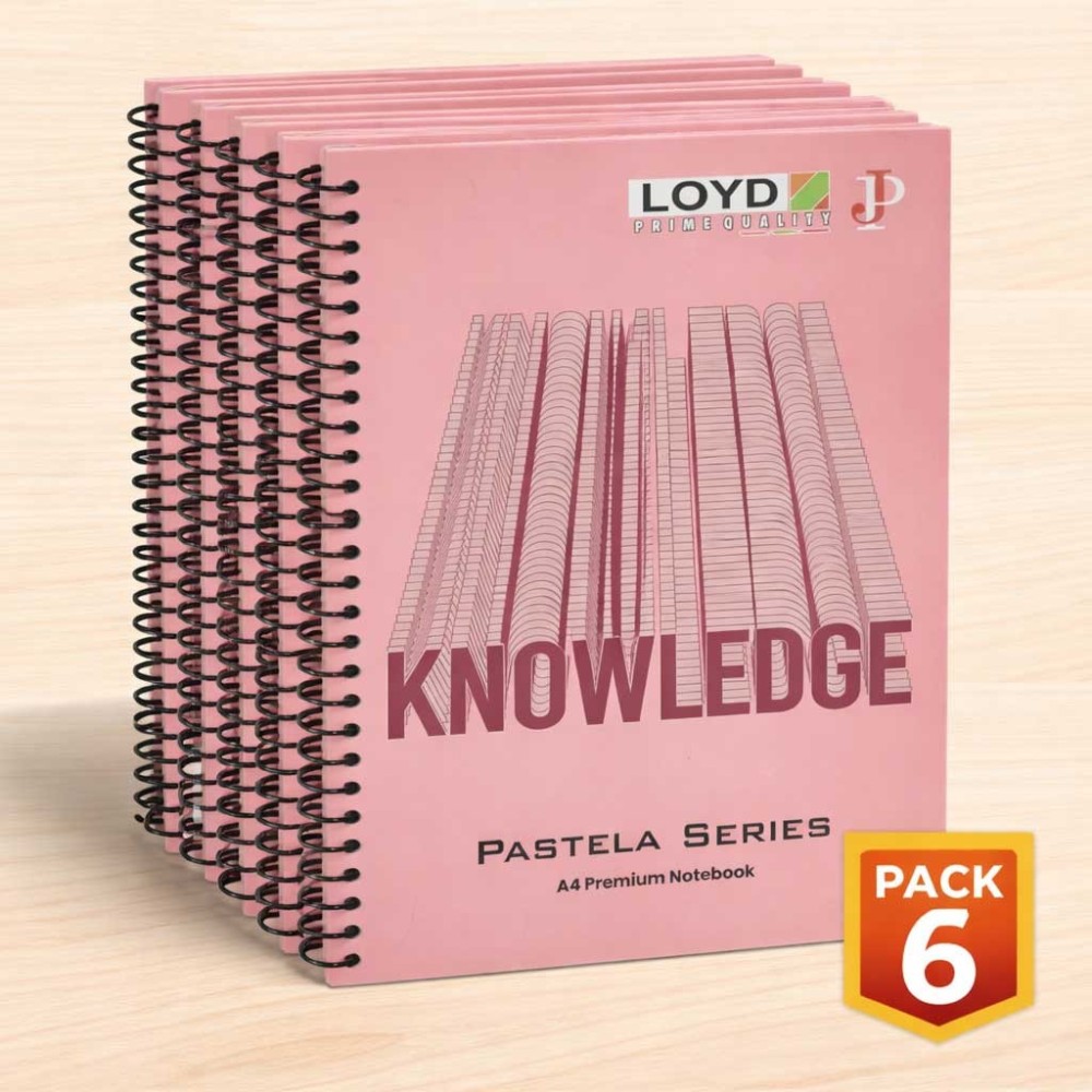 LOYD - PRIME QUALITY Spiral Notebook Set| Rulled Notebook 200 pages | A4 Size | 29.7*21 cm size |Pack of 6