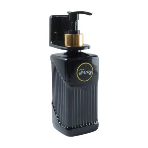 Frenzy Liquid Handwash Dispenser Bottle, Wall-Mounted Pump for Soap, Sanitizer, and Dish Soap, Modern Design with Sleek Black and Gold Finish for Bathroom and Kitchen (1 Pc)
