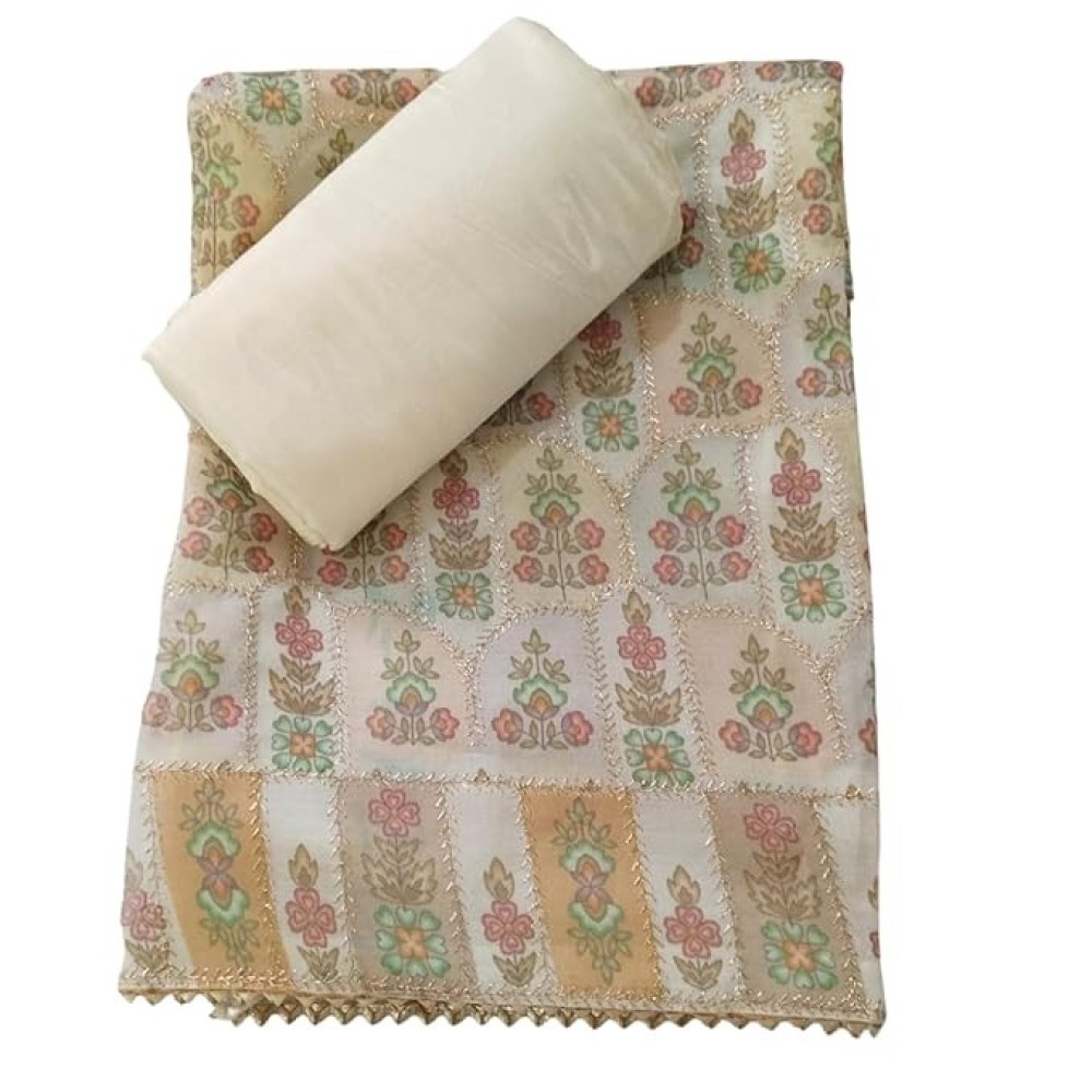 Nari Clothing Woman's Organza Digital Print Unstitched Salwar Suit Dress Material With Dupatta