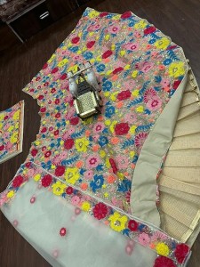 infloura Wedding Speciel Mono Net with Micro Silk Lining inner Fabric Lehenga Choli Set Made by Sequins Embroidered Work With Cancan & Canvas Patta