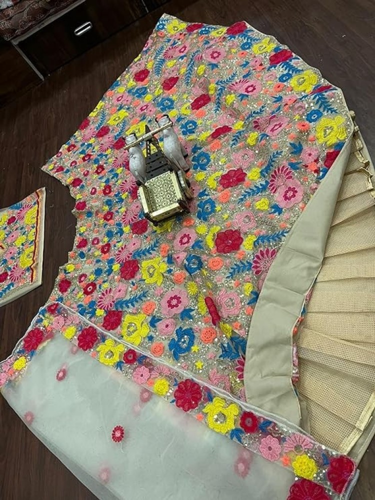 infloura Wedding Speciel Mono Net with Micro Silk Lining inner Fabric Lehenga Choli Set Made by Sequins Embroidered Work With Cancan & Canvas Patta