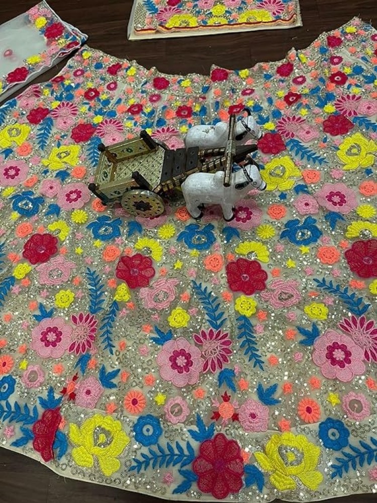 infloura Wedding Speciel Mono Net with Micro Silk Lining inner Fabric Lehenga Choli Set Made by Sequins Embroidered Work With Cancan & Canvas Patta