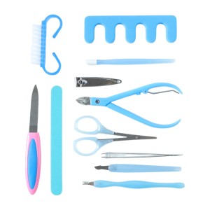 Clipper Cuticle Nipper Nail File Scissors Tweezer Foot Separator and Cleaning Tools Professional Grooming Set – 1 Set