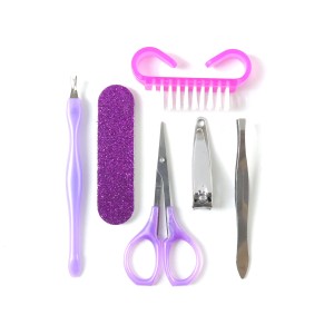 6 In 1 Manicure Pedicure Nail Care Kit with Nail Cutter, Nail Scissors, Nail File, Cuticle Remover, Tweezers and Nail Cleaning Brush for Personal Nail Grooming and Beauty Care